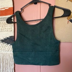 Forest green heathered crop tank
